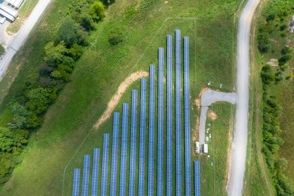 Aerial view of solar farm